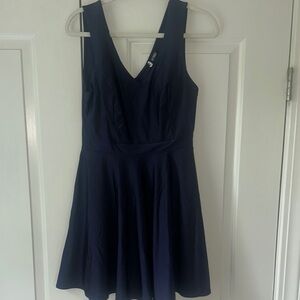 Navy Blue A-Line V-Neck Dress for Weddings